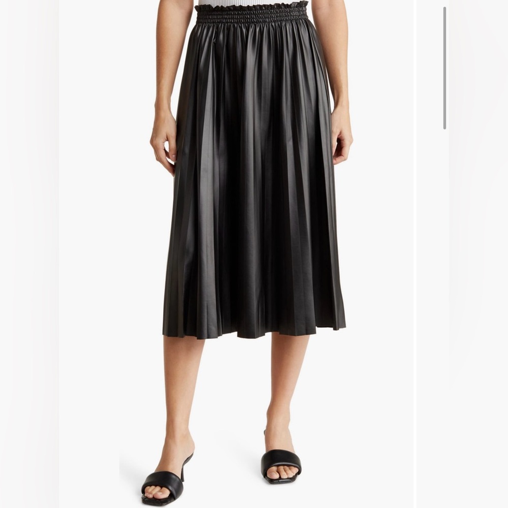 Grey Collective Faux Leather Pleated Skirt